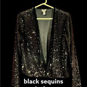 black sequin jacket loose fit